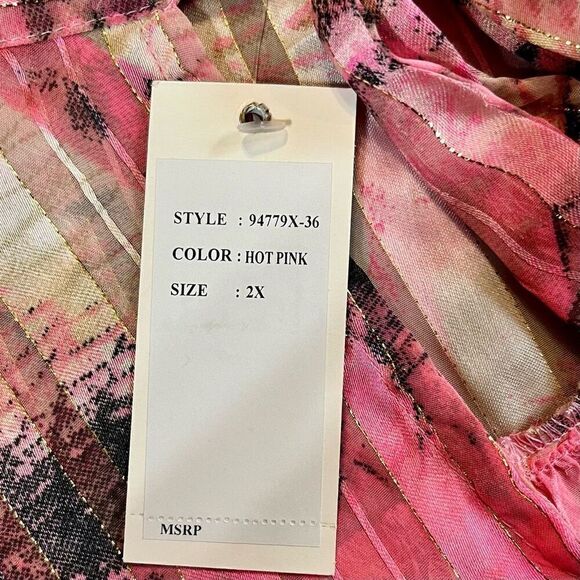 NWT Dalin Hot Pink Neck Tie Blouse 2X - Picture 8 of 12